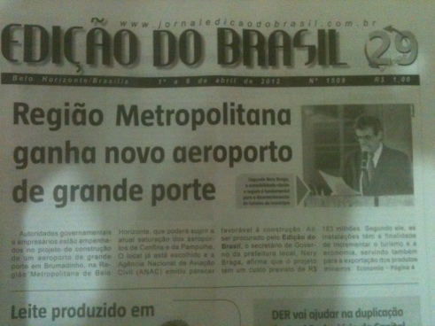 Reprodução da primeira página do jornal Edição do Brasil